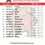 Maryland Terrapins Football Schedule 2016 Printable
