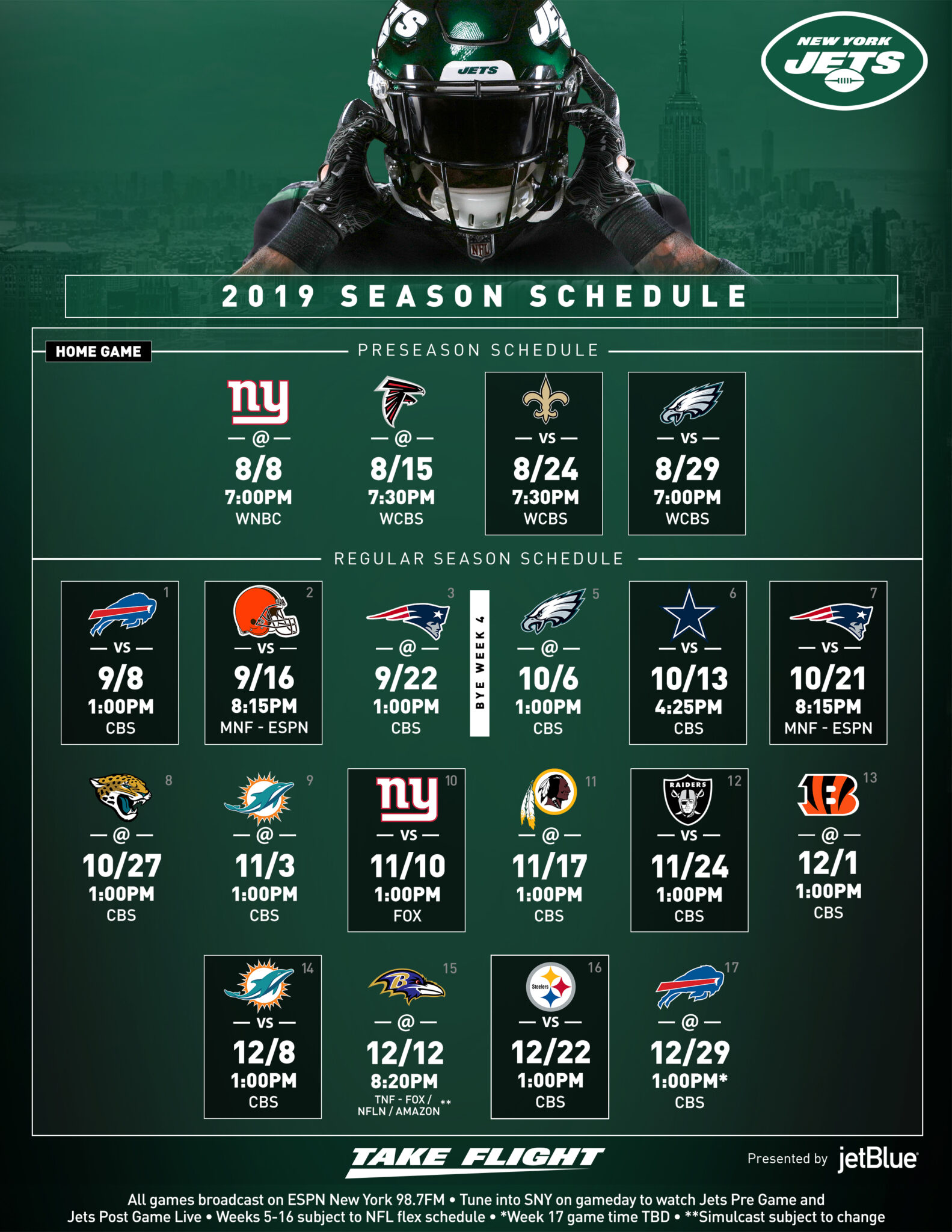 New York Jets Schedule Printable Schedule