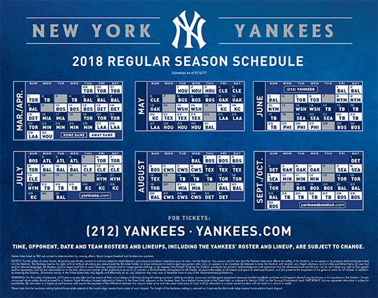 New York Yankees Printable Schedule New York Yankees