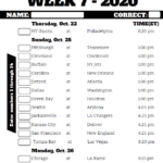 NFL Week 7 Confidence Pool Sheet 2020 Printable