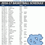 North Carolina Tar Heels Basketball Schedule 2016 17