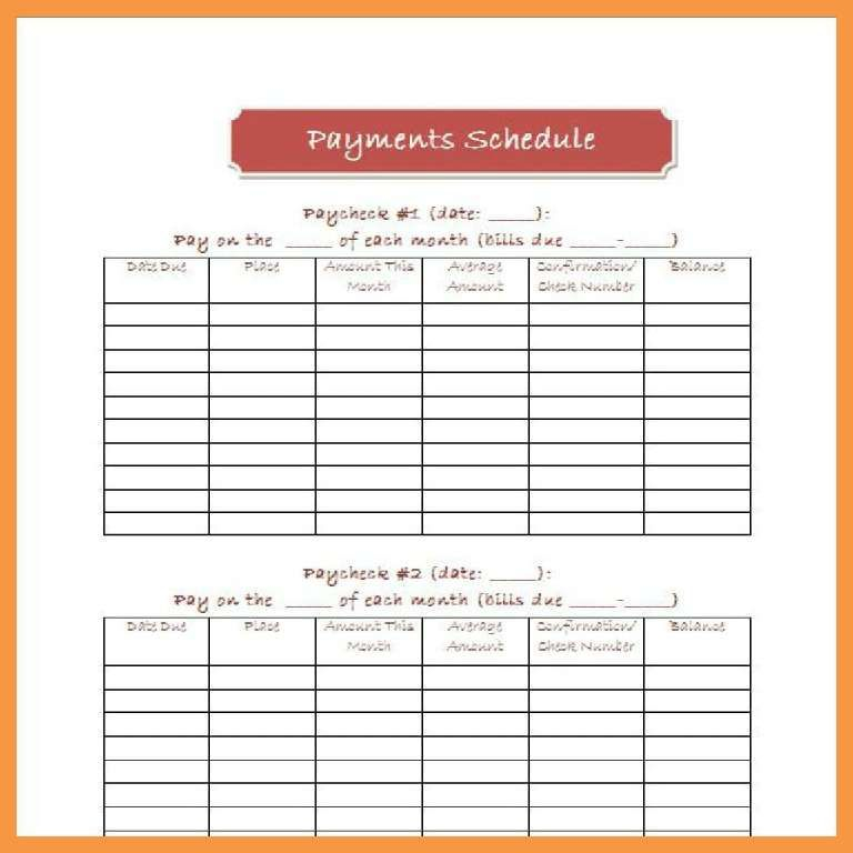 Payment Schedule Template 6 Budget Planner Template 