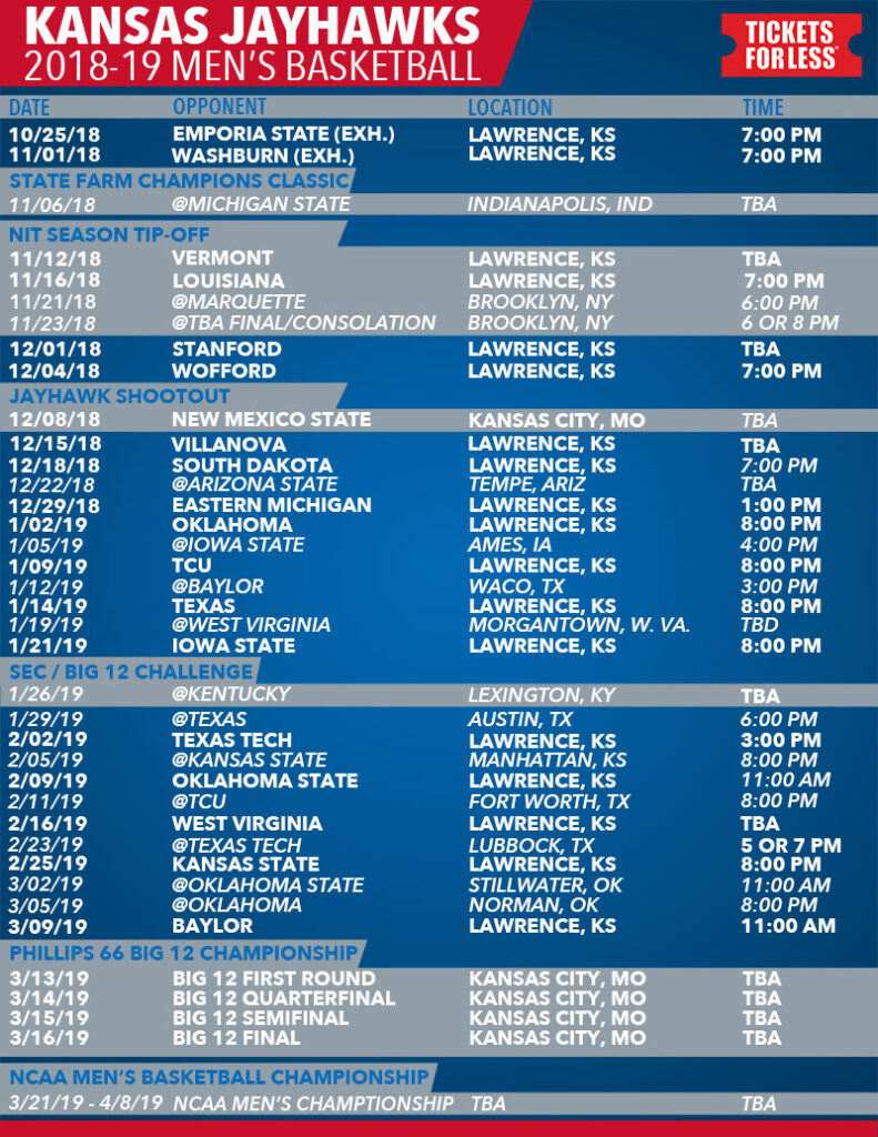 Print Ku Basketball Schedule