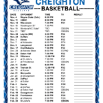 Printable 2016 2017 Creighton Bluejays Basketball Schedule