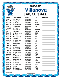 Printable 2016 2017 Villanova Wildcats Basketball Schedule