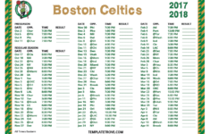 Printable 2017 2018 Boston Celtics Schedule