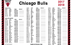 Printable 2017 2018 Chicago Bulls Schedule