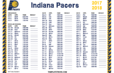 Printable 2017 2018 Indiana Pacers Schedule