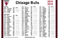 Printable 2018 2019 Chicago Bulls Schedule