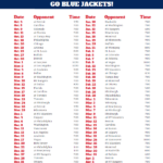 Printable 2018 2019 Columbus Blue Jackets Hockey Schedule