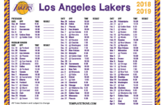 Lakers Home Schedule Printable
