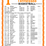 Printable 2018 2019 Tennessee Volunteers Basketball Schedule