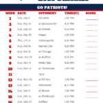 Printable 2018 New England Patriots Football Schedule