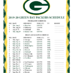 Printable 2019 2020 Green Bay Packers Schedule
