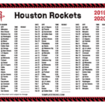 Printable 2019 2020 Houston Rockets Schedule
