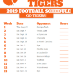 Printable 2019 Clemson Tigers Football Schedule Clemson