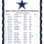 Printable 2020 2021 Dallas Cowboys Schedule