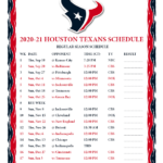 Printable 2020 2021 Houston Texans Schedule