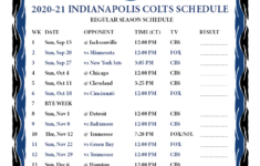 Printable 2020 2021 Indianapolis Colts Schedule