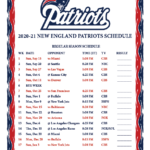 Printable 2020 2021 New England Patriots Schedule