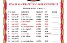 49ers Schedule 2021 Printable