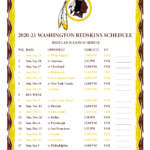 Printable 2020 2021 Washington Redskins Schedule