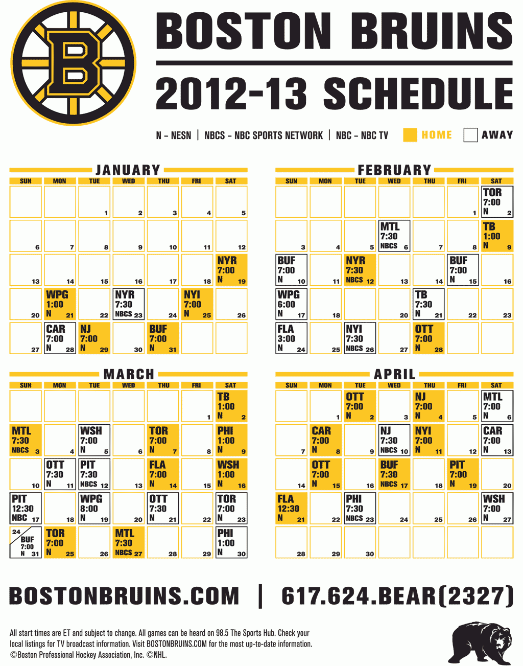 Printable Bruins Schedule Download Them Or Print
