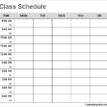 Printable Class Schedule Template For School College