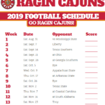 Printable Louisiana Lafayette Ragin Cajuns Football
