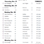 Printable NFL Week 15 Schedule Pick Em Pool 2020
