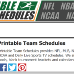 Printable Team Schedules NFL MLB NBA NHL NCAA Team