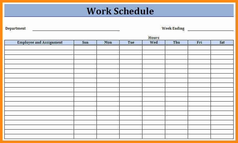 Printable Work Schedule Calendar Monthly Schedule Template