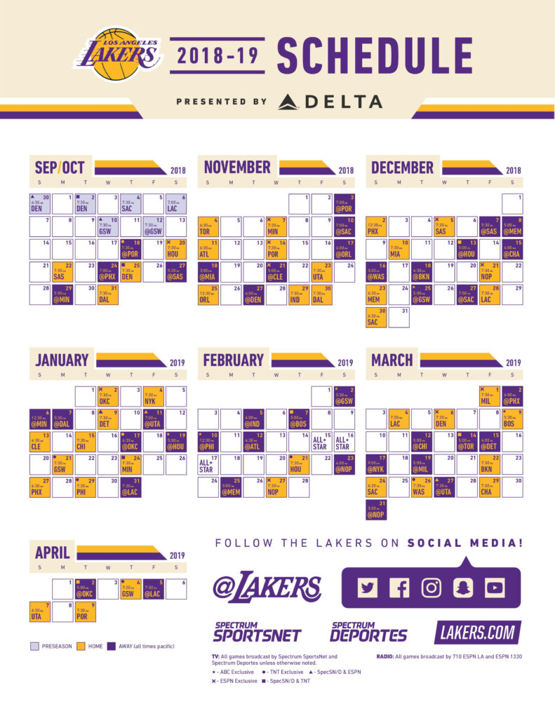 Punchy Lakers Printable Schedule Rogers Blog