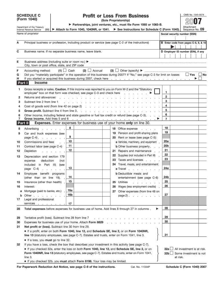 Schedule C Tax Form Fill Out And Sign Printable PDF 