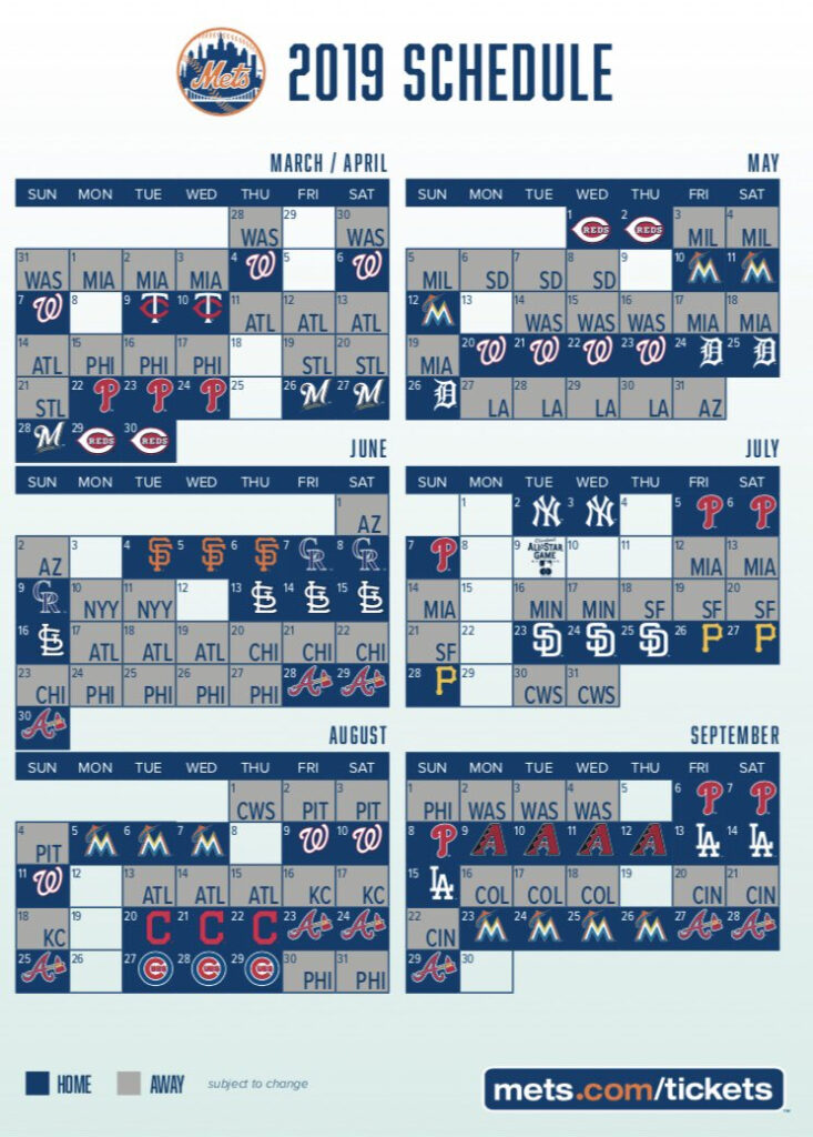 The 2019 Mets Schedule Has Been Released NewYorkMets