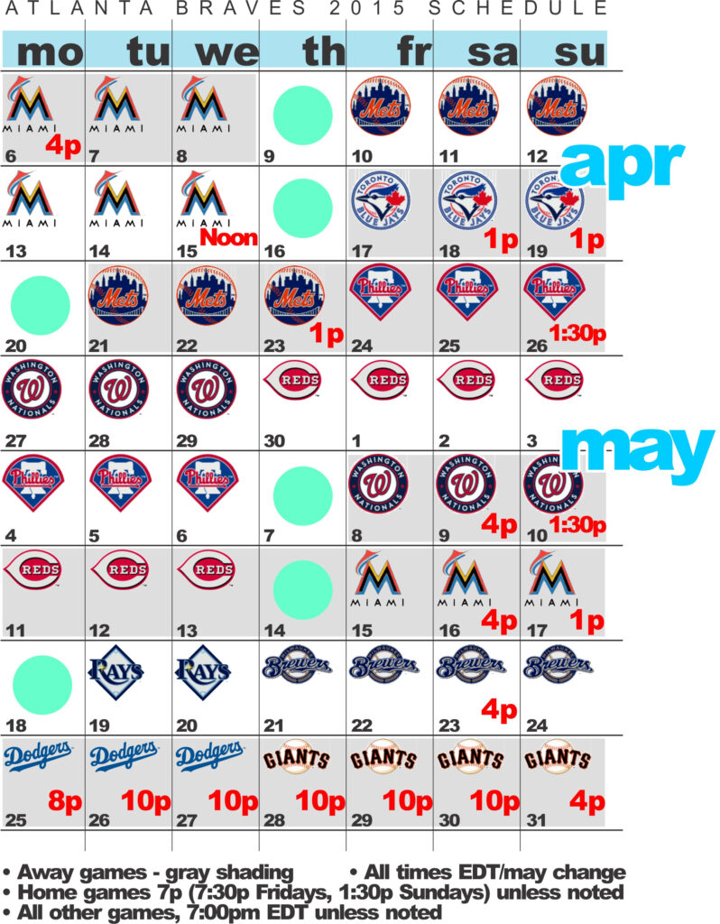 Top Braves Printable Schedule Aubrey Blog