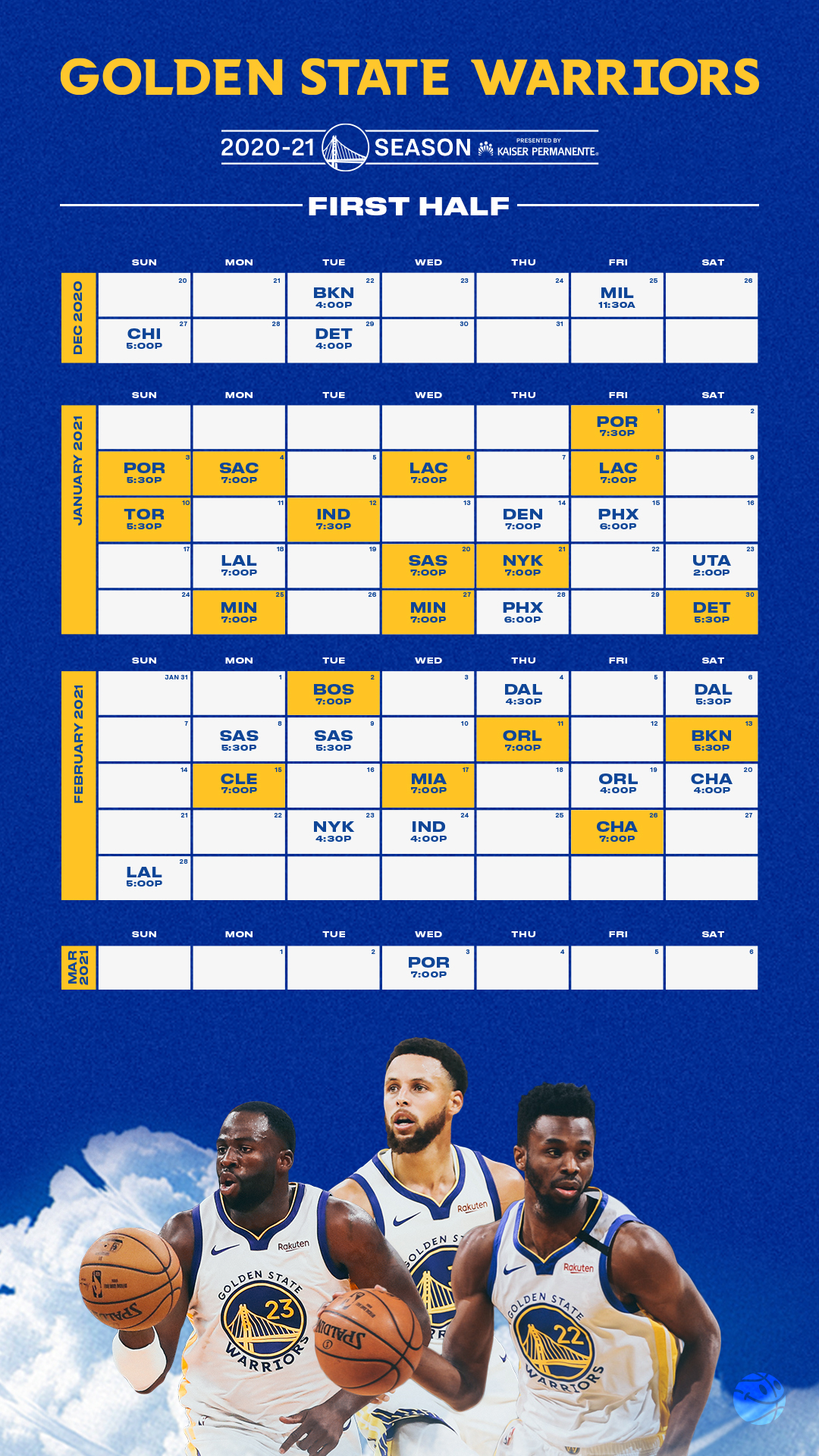 Golden State Warriors Printable Schedule 2021 Printable Schedule