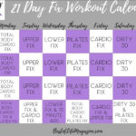 Workout Calendar 21 Day Fix Workouts 21 Day Fix