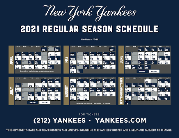 Yankees Release 2021 Schedule Muscle Sport Magazine
