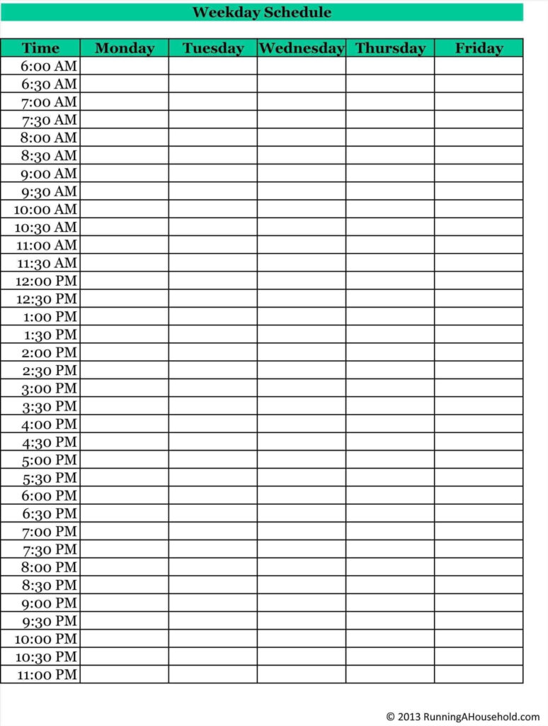 15 Minute Schedule Printable Template Template Calendar