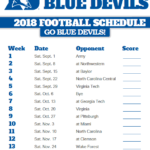 2018 Printable Duke Blue Devils Football Schedule Blue