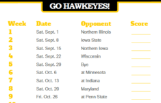 2018 Printable Iowa Hawkeyes Football Schedule Iowa Hawkeyes