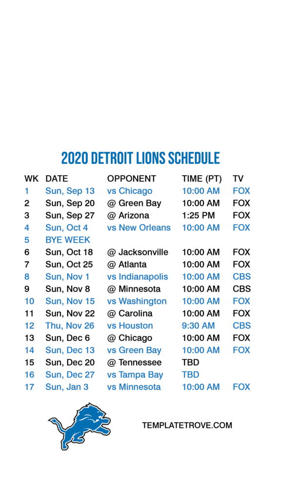 2020 2021 Detroit Lions Lock Screen Schedule For IPhone 6