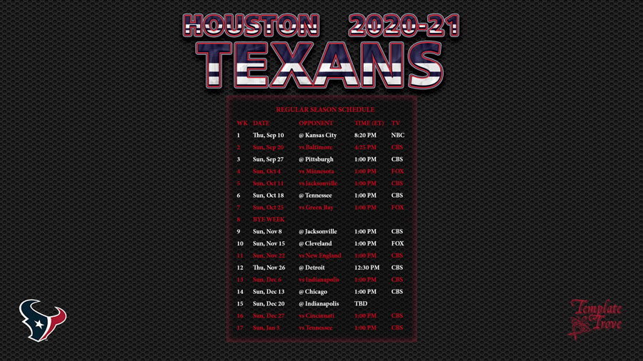 2020 2021 Houston Texans Wallpaper Schedule