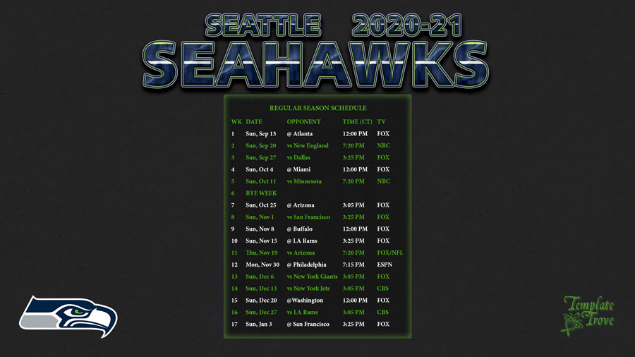2020 2021 Seattle Seahawks Wallpaper Schedule