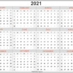 2021 Year Calendar Yearly Printable