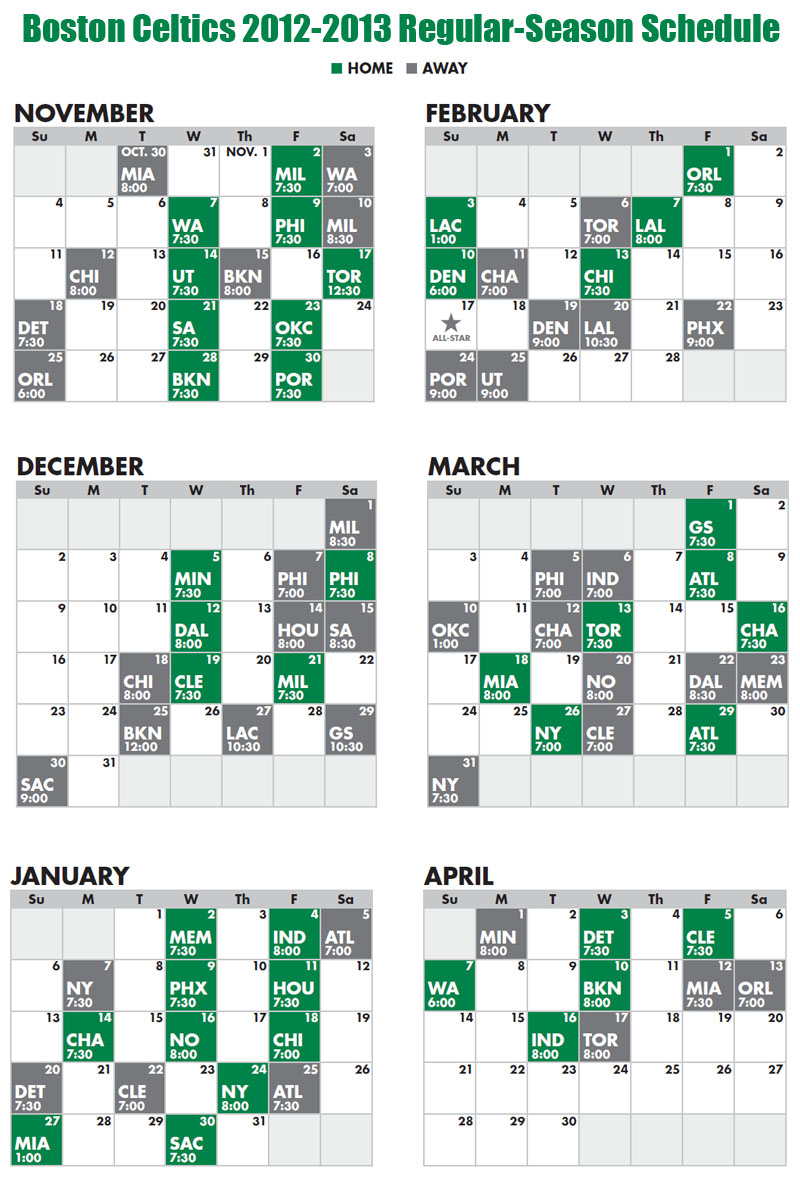 Adorable Celtics Schedule Printable Randall Website