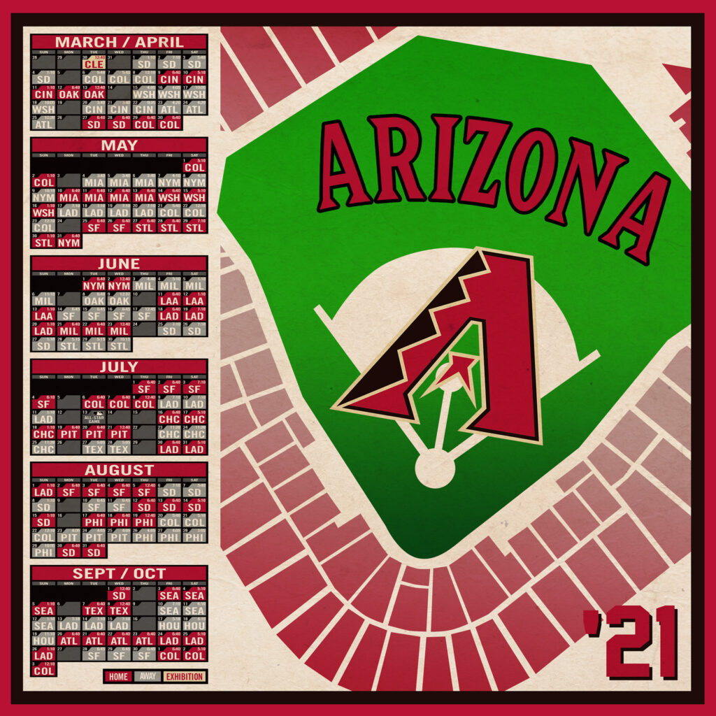 Arizona Diamondbacks 2021 Schedule Digital Download Etsy