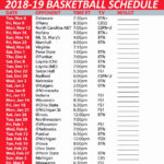 Basketball Schedule Template New Printable Maryland