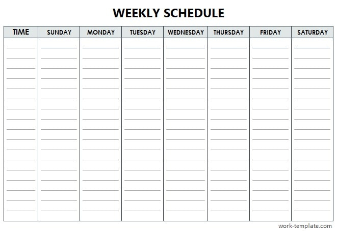 Blank Weekly Schedule Template With Hours Weekly Planner 